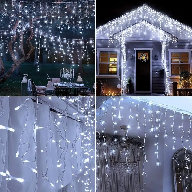 New Solar Icicle LED Lights Waterproof Outdoor Garden Lights 8 Modes Decorative Lamp for Home Party Patio Yard Balcony Decor