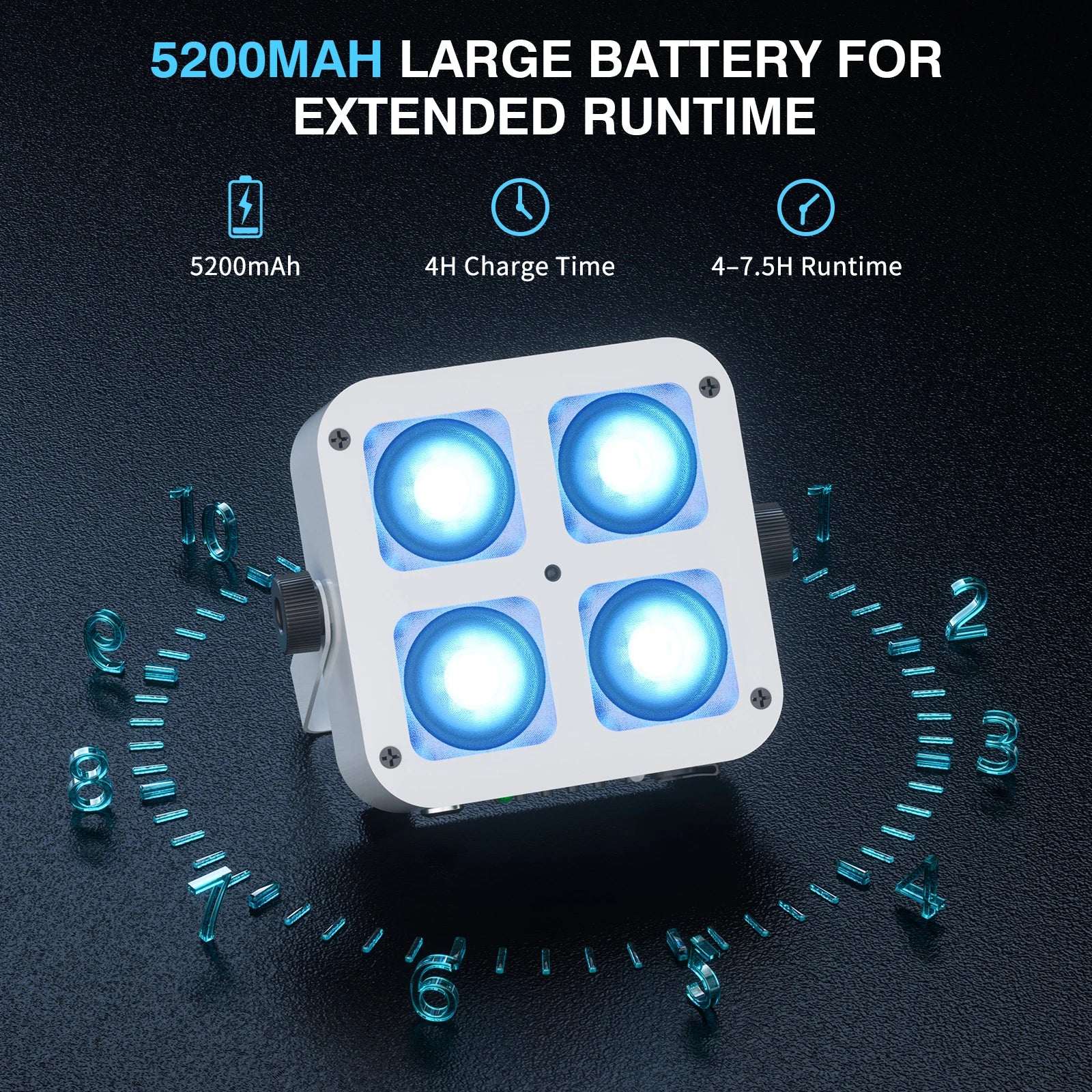 U'King 1/2/4Pcs Rechargeable RGBWA+UV 4-LED Par Light 4X15W White Square Uplight 5200mAh Battery DMX Stage Light For Wedding Bar