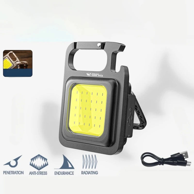 SMILING SHARK Flashlight Magnetic Clothe Clip Running Light USB Rechargeable Torch Camping Lantern with Power Indicator