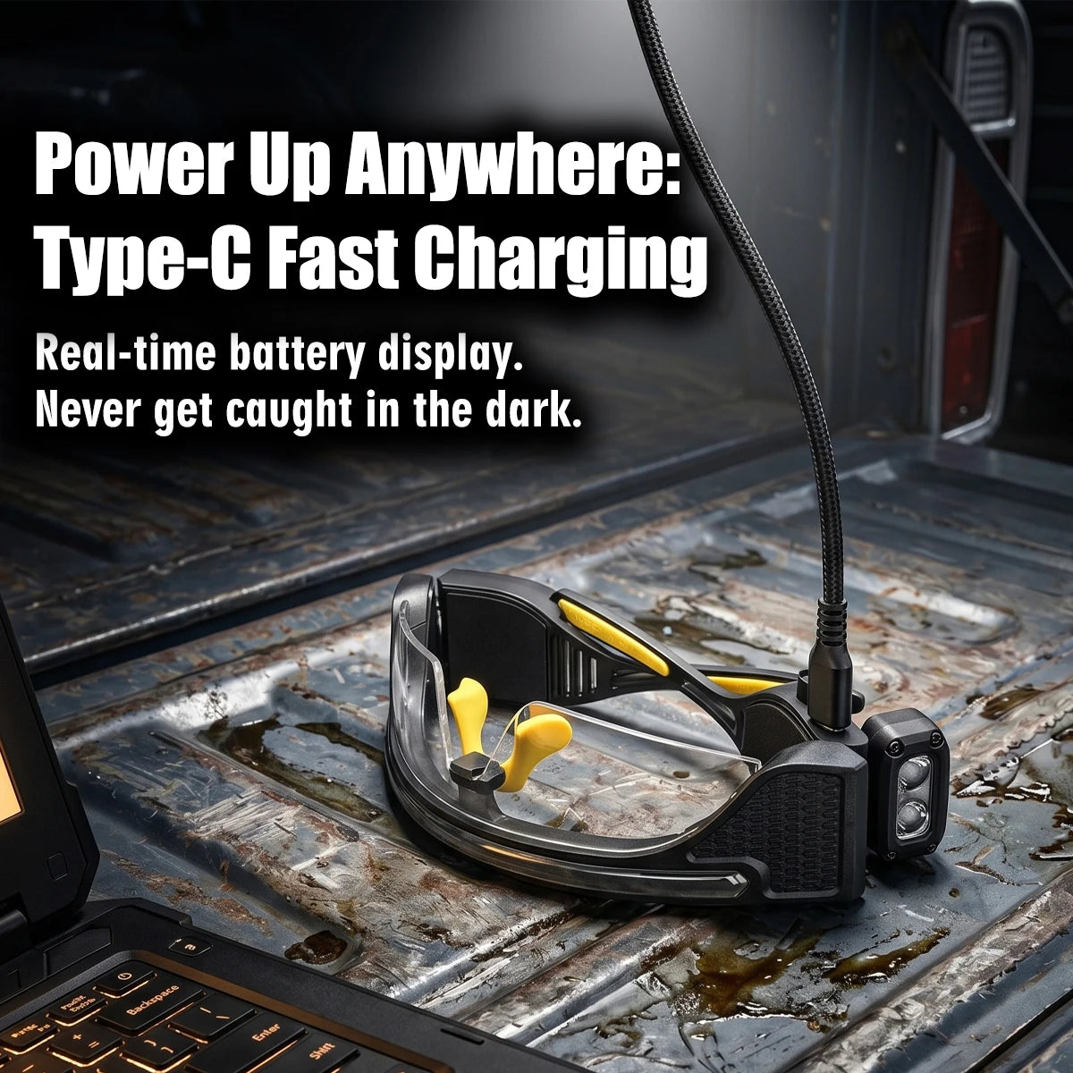 UltraFire MEC-X2 LED Glasses Hands-Free Motion Sensor Control Headlamp USB-C Rechargeable Work Light for Cycling Fishing Repair