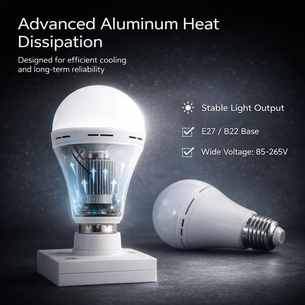7W 9W 15W LED Emergency Rechargeable Light Bulb, Energy Saving Backup Lamp for Home Power Outage, Portable Handheld Lightin