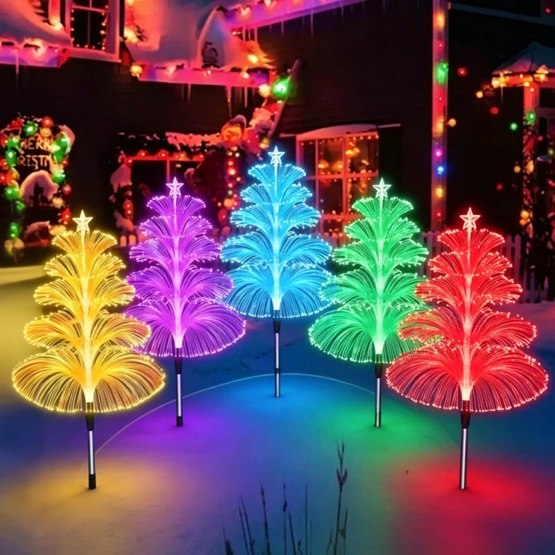 5 Layer Optical Fiber Solar Jellyfish Lights, Waterproof Outdoor Decor Lamp for Pathway Lawn Patio Garden Landscape Decoration