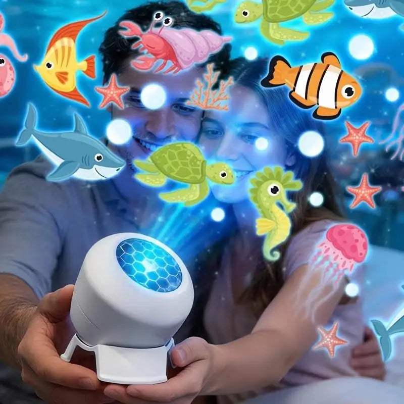 LED Starry Ocean Projector Light, Ocean Rotating Dynamic Projection Night Light, USB Plug-in Ambient Lamp, Decorative Lighting
