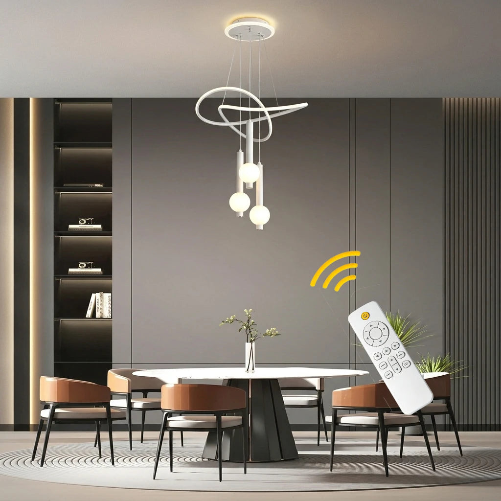 Lollipop-Shaped LED Pendant Light, with Three Adjustable Light Colors, Remote Control/Switch Operation, and Adjustable Height; Ideal for Above Dining Tables, in Bedrooms, and More
