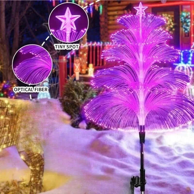 5 Layer Optical Fiber Solar Jellyfish Lights, Waterproof Outdoor Decor Lamp for Pathway Lawn Patio Garden Landscape Decoration