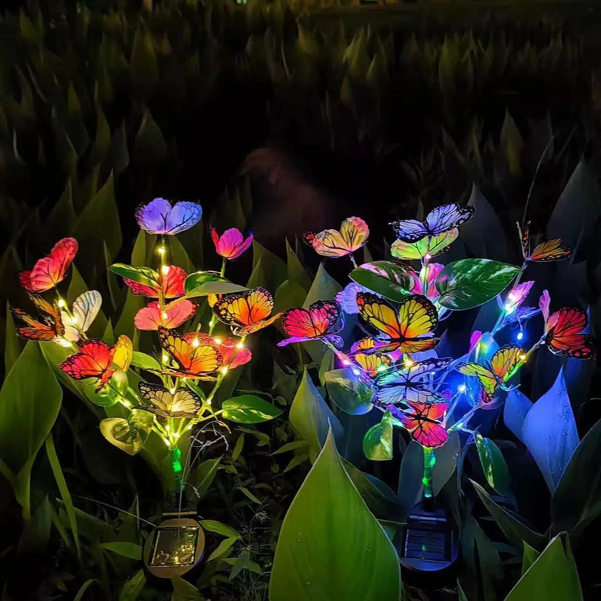 Solar Butterfly Flower Ground Lamp , Outdoor Solar Garden Lamp, Plastic Material, Great for Garden, Yard and Lawn Decoration