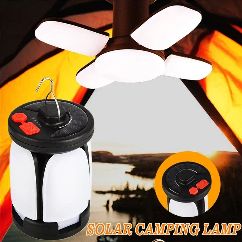 Outdoor Lighting LED Leaf Camping Lamp Hung Emergency Solar USB Rechargeable Tent Camping Lights Fishing Travel Lanterns