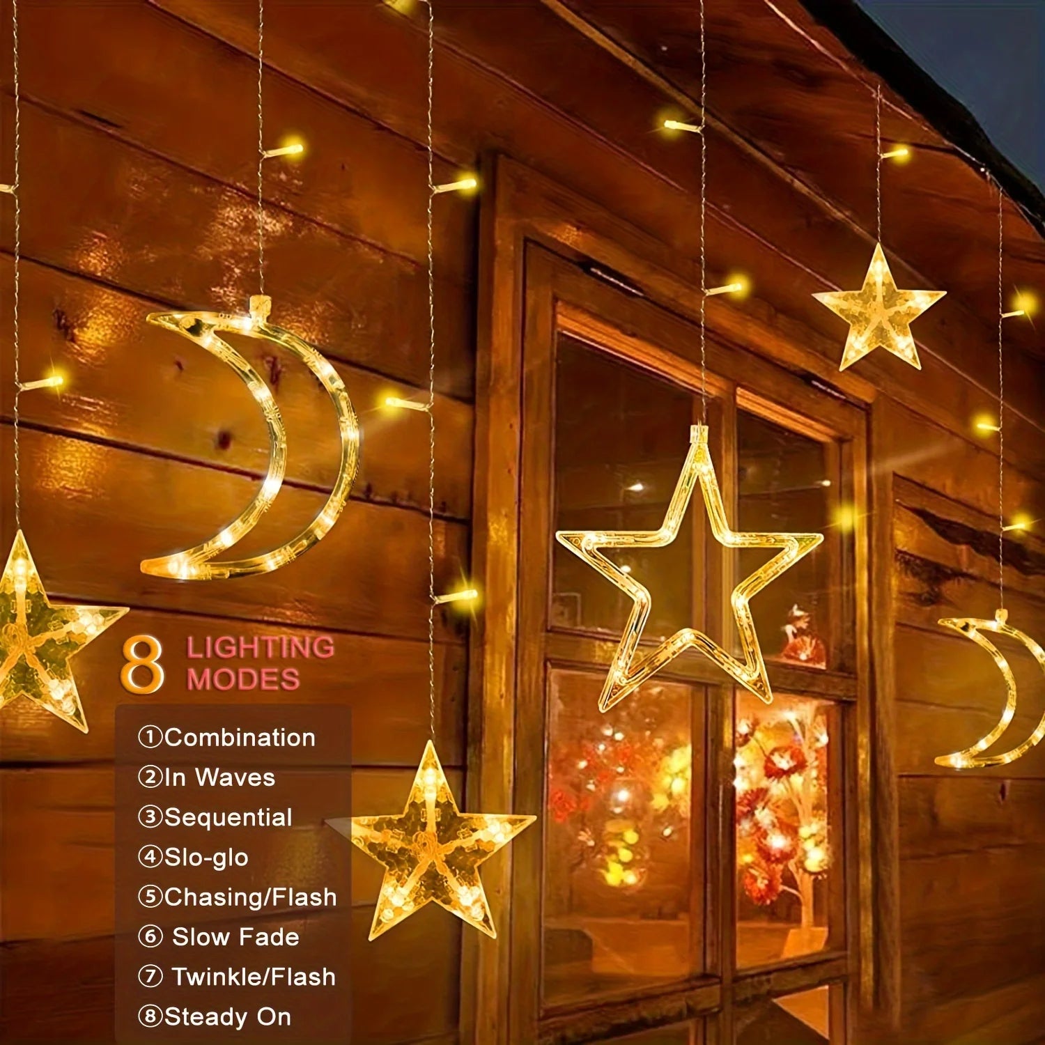 Star Moon String Light Battery Power Christmas Garland Fairy Lamp 3.5m LED Curtain Light for Garden Wedding Party Festival Decor