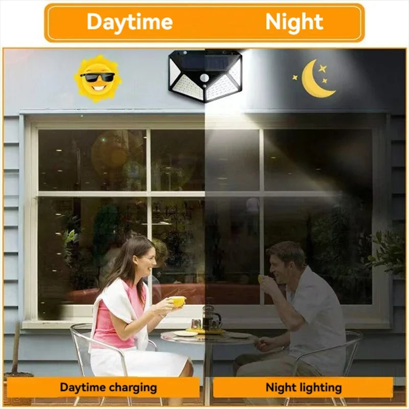1/2/4/6Pcs 100 LED Solar Wall Lights Outdoor PIR Motion Sensor Powered Street Lamp Sunlight Garden Decoration Lamp Post