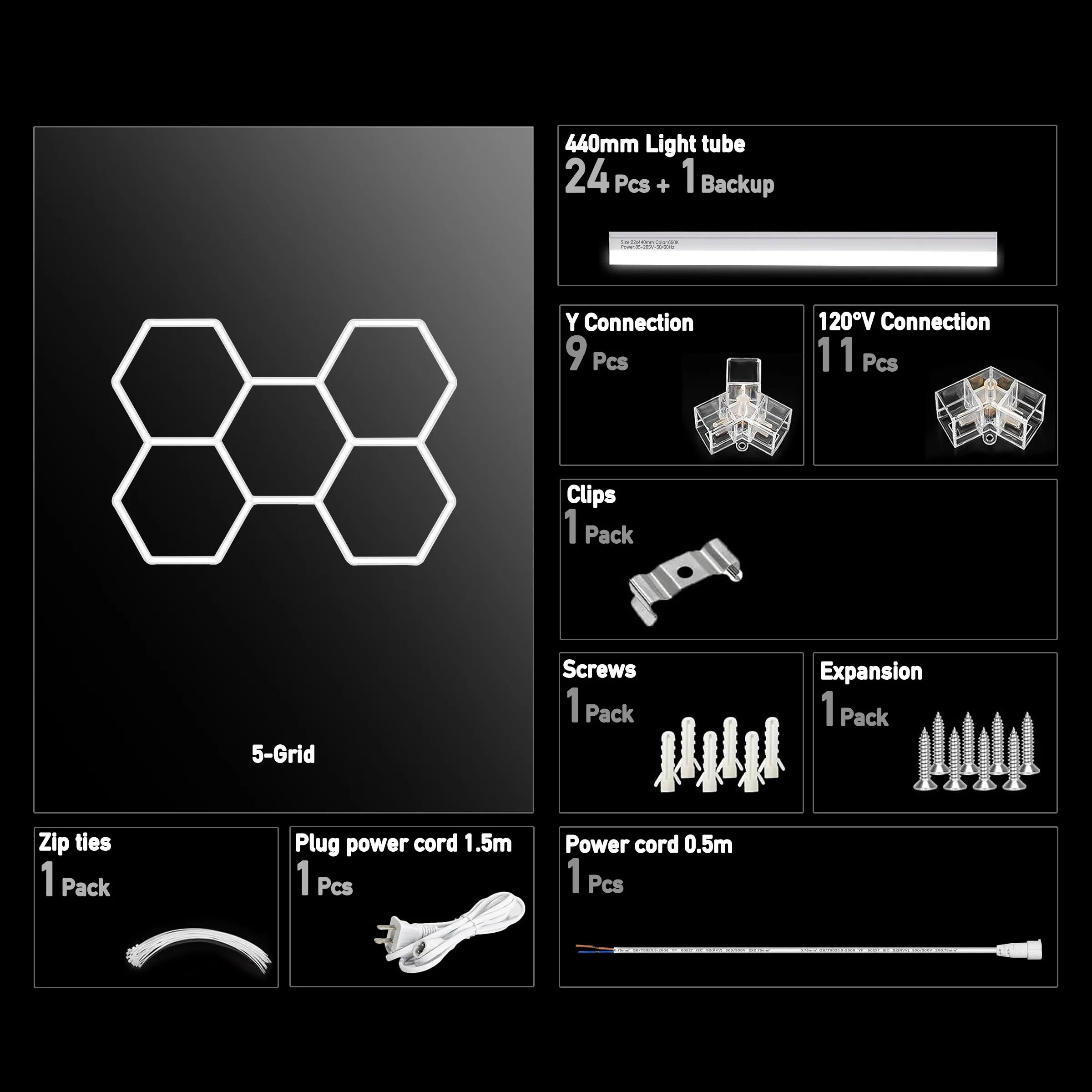 LED Hexagon Garage Light 700W 80000LM Honeycomb Ceiling Lighting, Hexagonal LED Lamp with Frame for Auto Detailing Workshop