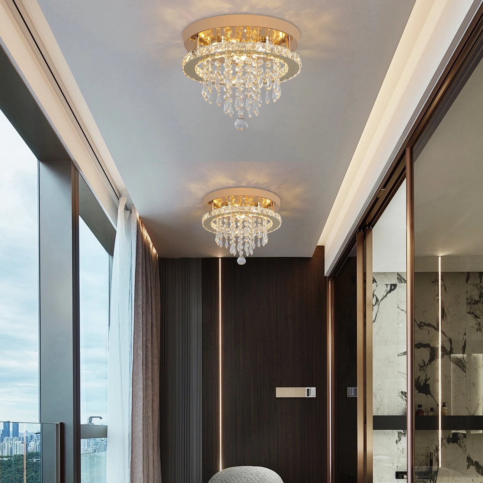 GreeLustr Luxury Crystal Chandelier Lustre Design Gold Modern Led Ceiling Light  Living Room Bedroom Hanging Lamp Lighting