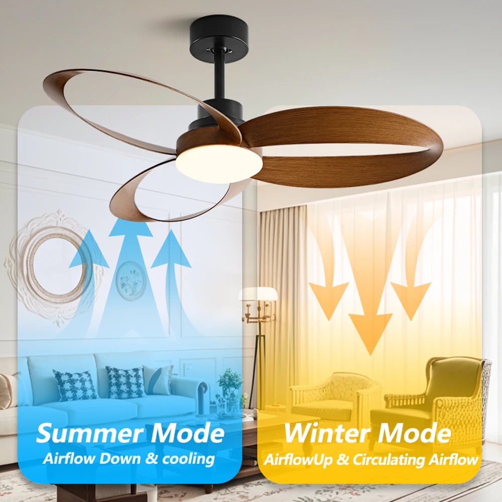 42/52 Inch Ceiling Fan Light Retro Industrial Wooden Ventilation Fan 3-leaf Remote Control Homes Hotels Offices Ventilation