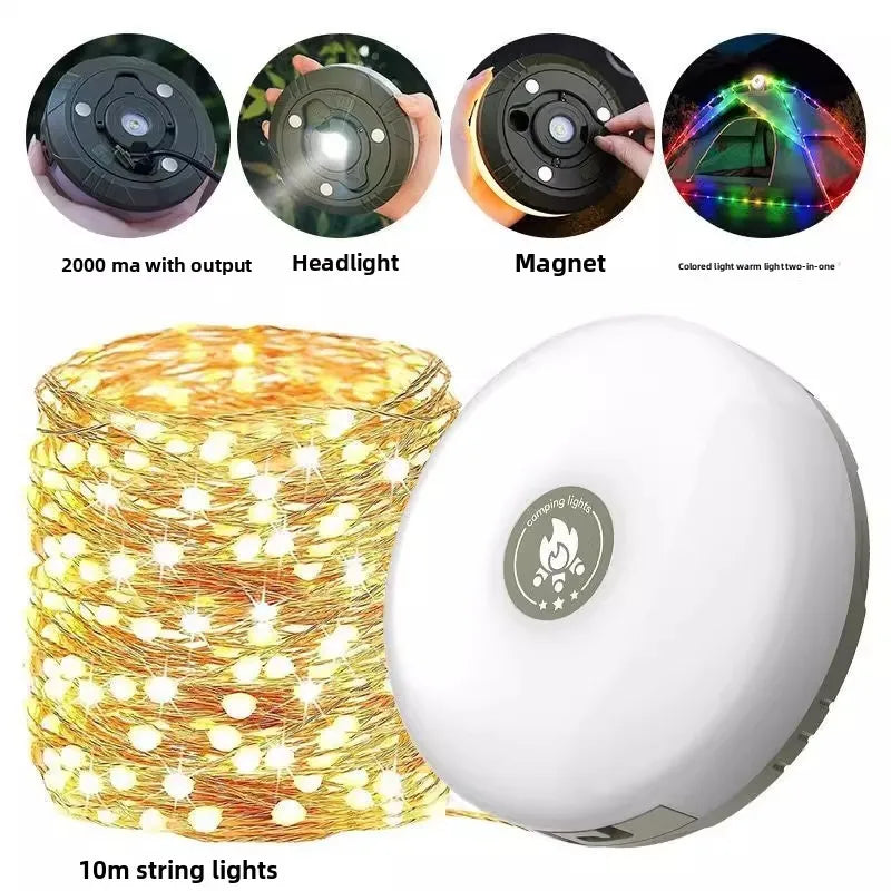 Rollable LED Garland Camping Light with Retractable LED String Lights Colorful Festive Atmosphere Party Tent Lighting Current