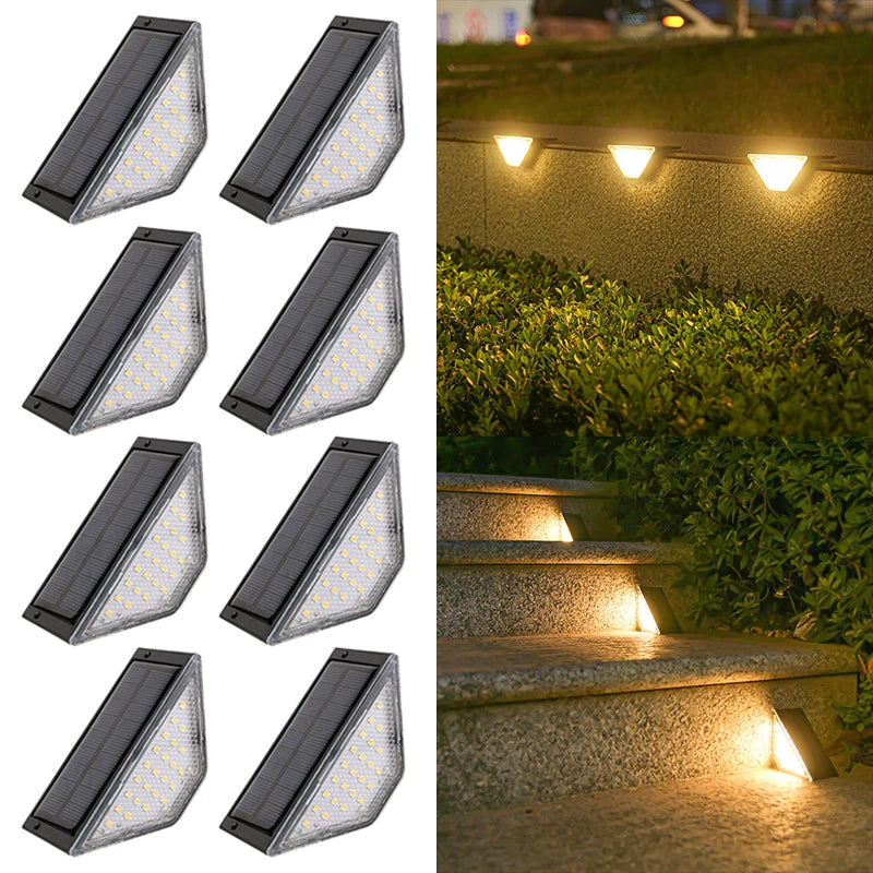 8Pcs LED Solar Step Lights, Waterproof Outdoor Stair Lights, Solar Deck Lights Outdoor Solar Landscape Lighting for Yard, Patio