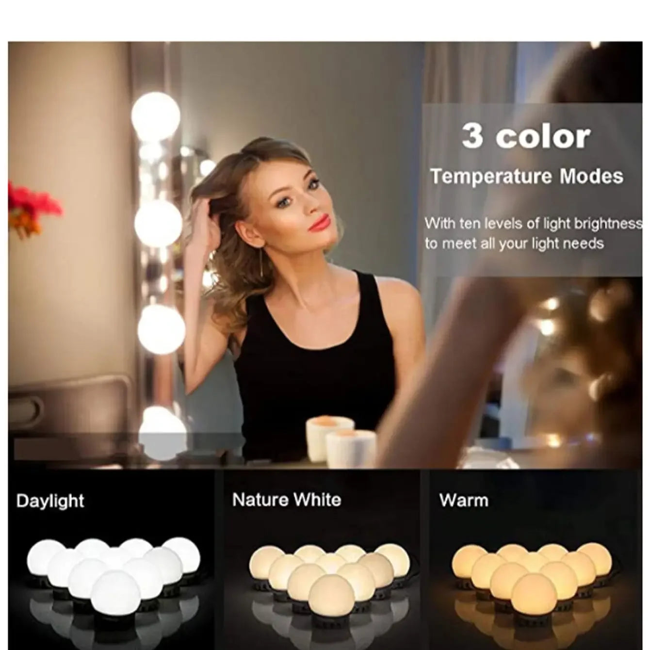 LED Detachable Bulbs Professional Makeup Mirror Lamp USB Power Cosmetic Mirror Light Hollywood Dressing Table Vanity Lights