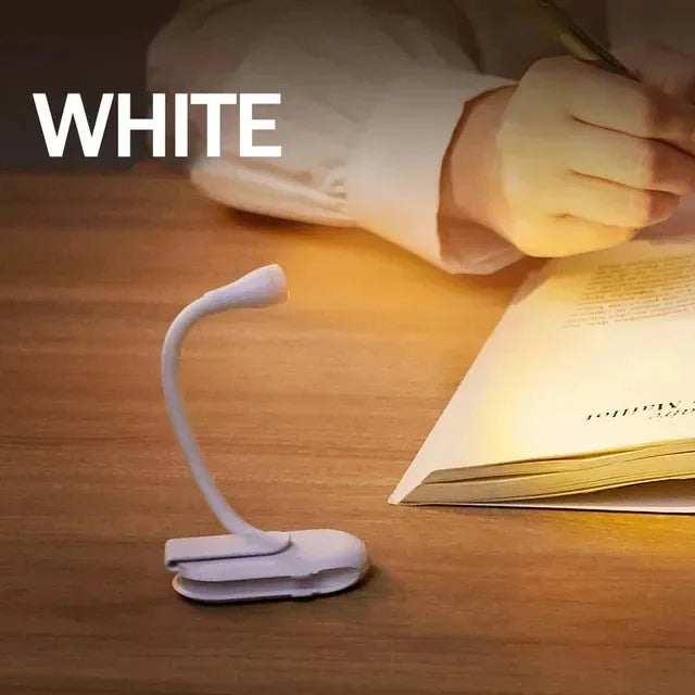 HPH LED Reading Light USB Rechargeable Mini Book Light Clip-on Night Light Stepless Dimmable Eye Protection Desk Lamp for Kids