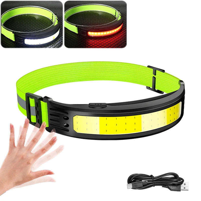 COB 180° Floodlight LED Headlamp FlashlightFlashlight 3 Modes Built-in USB Rechargeable Battery Head Lamp Hiking Camping Lamp