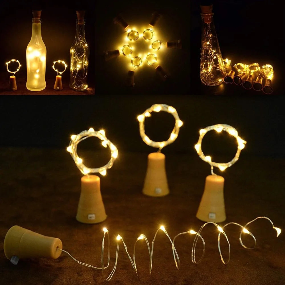 20LEDs Solar Wine Bottle String Light Solar Copper Wire Fairy Lights Cork Shape Christmas Lamp For Wedding Party Garden Decor