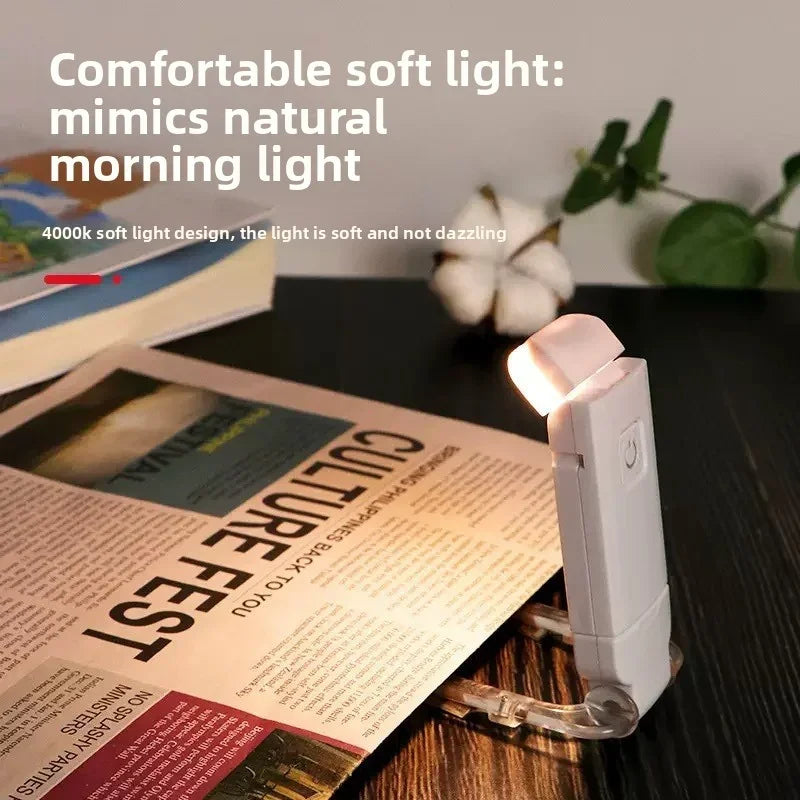 Mini Light Reading Clip Light LED Small Night Light USB Charging Adjustable Brightness Eye Protection Portable Smart Book Lamp