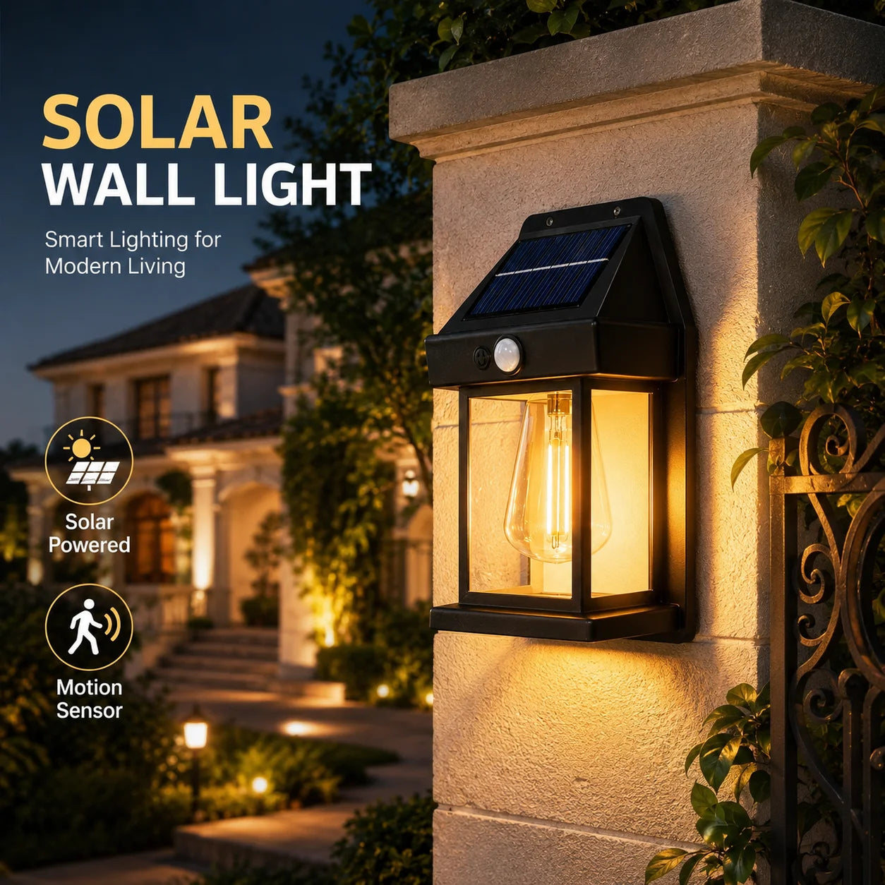 1/2/4/8Pack Solar Wall Lights Motion Sensor LED Lantern IP44 Waterproof Wall Mount Lamp Outdoor Courtyard Porch Deck Garden Yard
