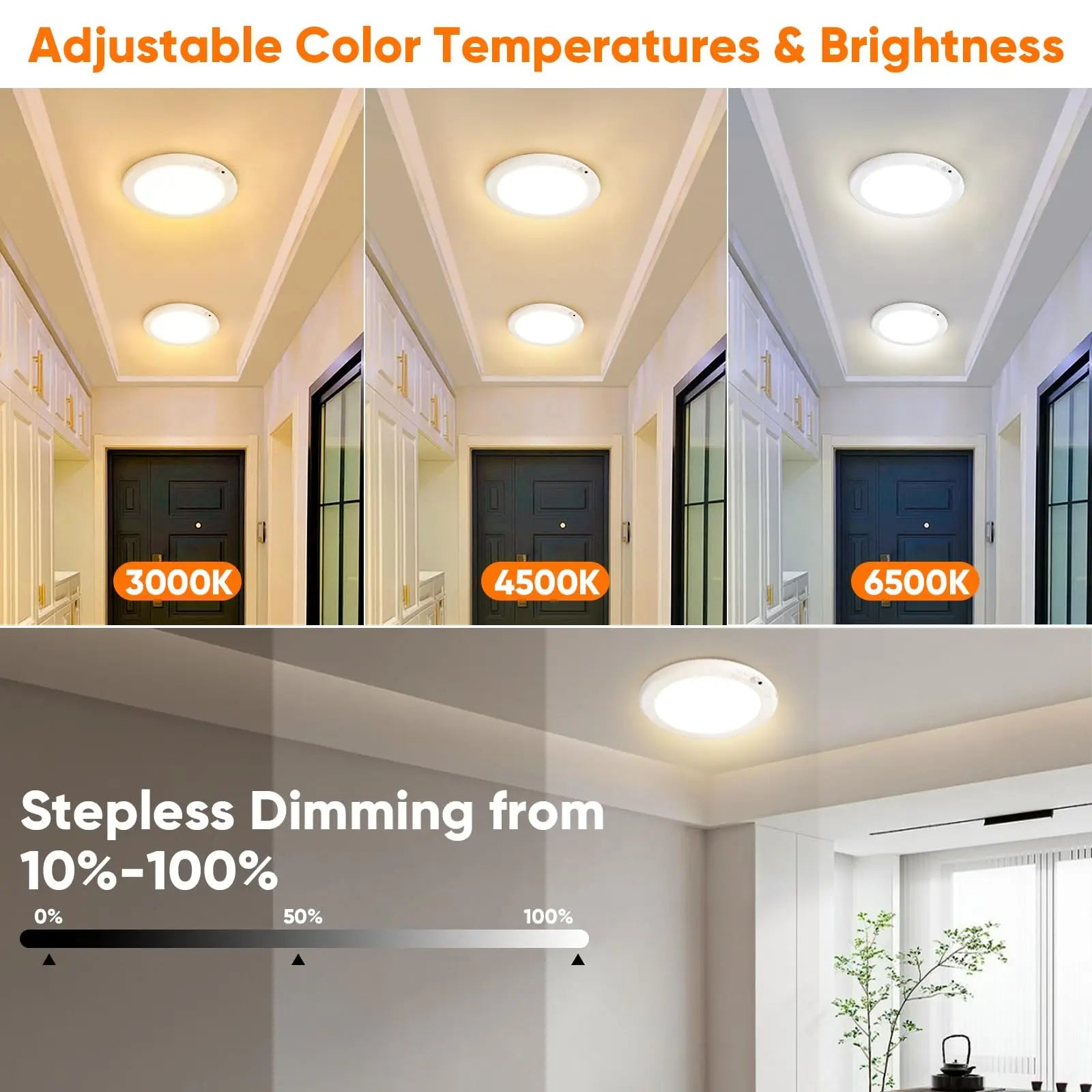Rechargeable Motion Sensor Ceiling Light with Remote, Battery Operated Closet Light No Wiring, Wireless LED Shower Lights, 3 Colors Dimmable Indoor Overhead Lamp for Closet Shower Pantry Shed Hallway