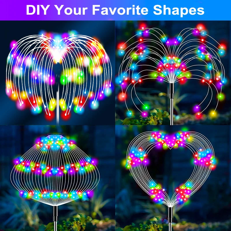 Outdoor LED Solar Patio Lights Waterproof Christmas Decor Firework Ground Socket Lights for Yard Garden Pathway Lawn Street 1PC
