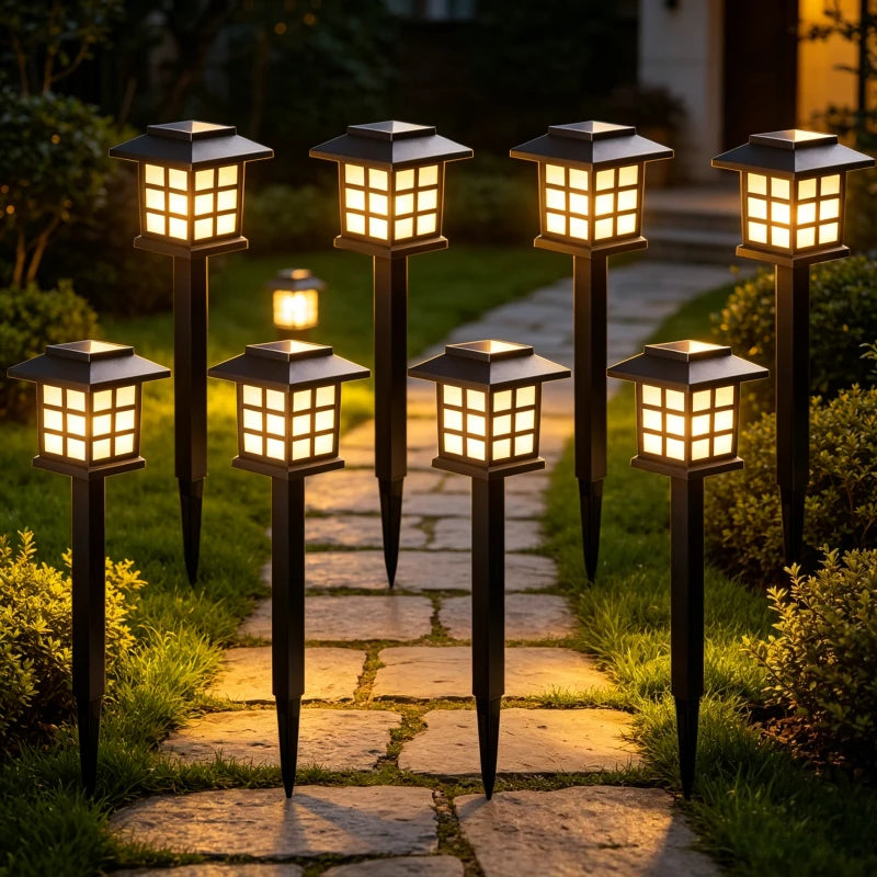8pcs Led Solar Pathway Lights Waterproof Outdoor Solar Lamp for Garden/Landscape/Yard/Patio/Driveway/Walkway Lighting