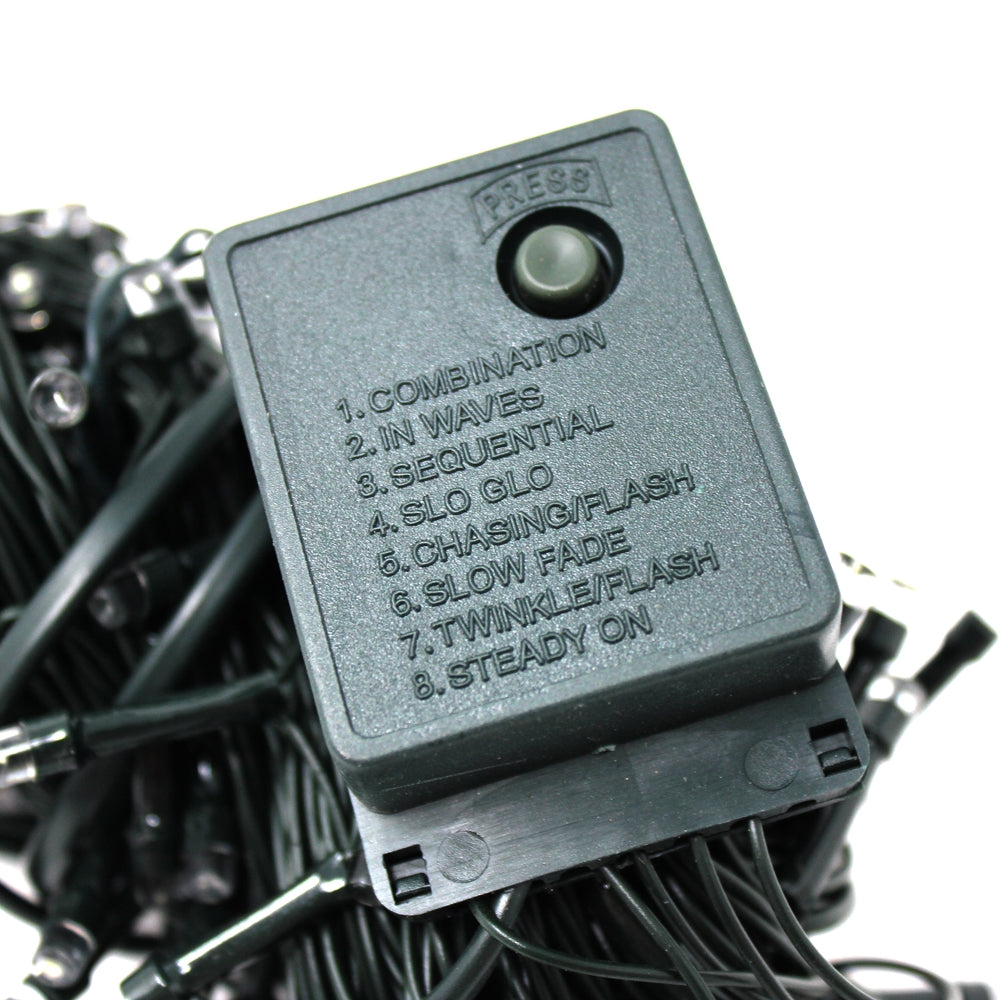 100 LED Green Wire String Light with connector - White