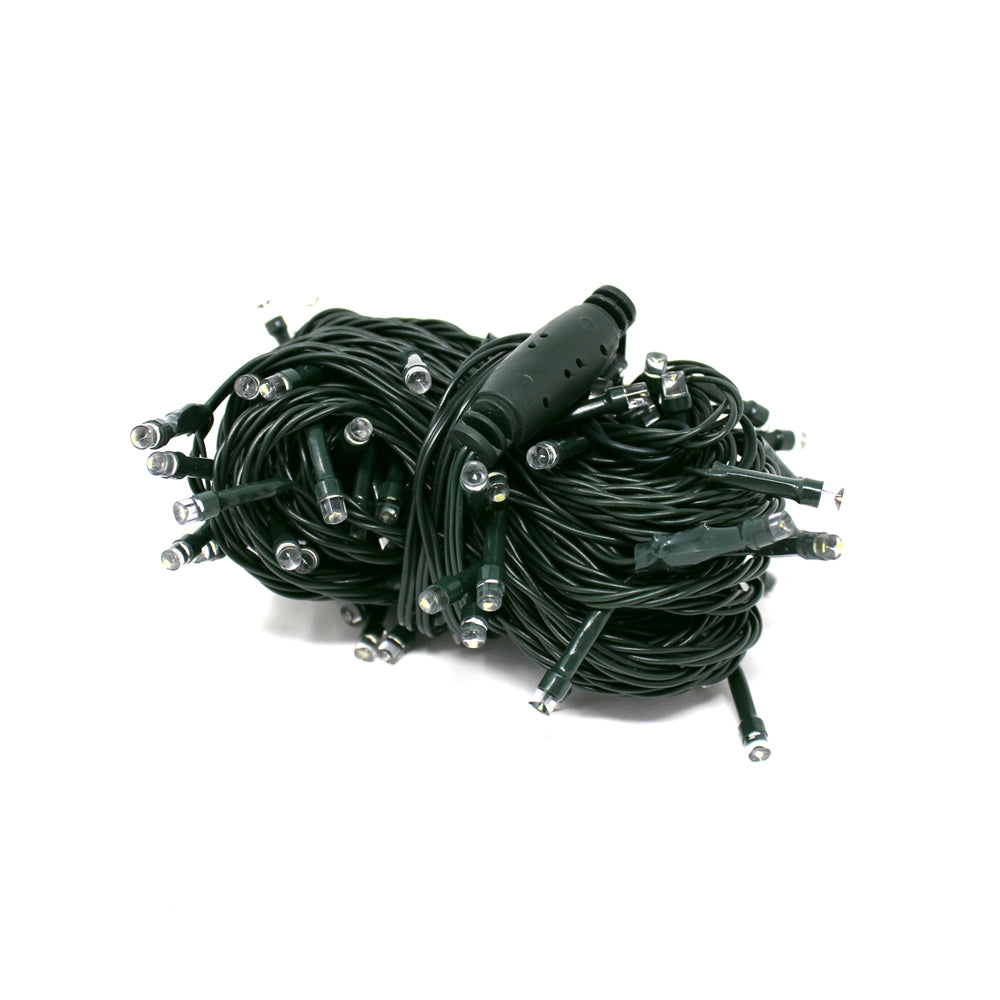 100 LED Green Wire Waterproof String Lights – White