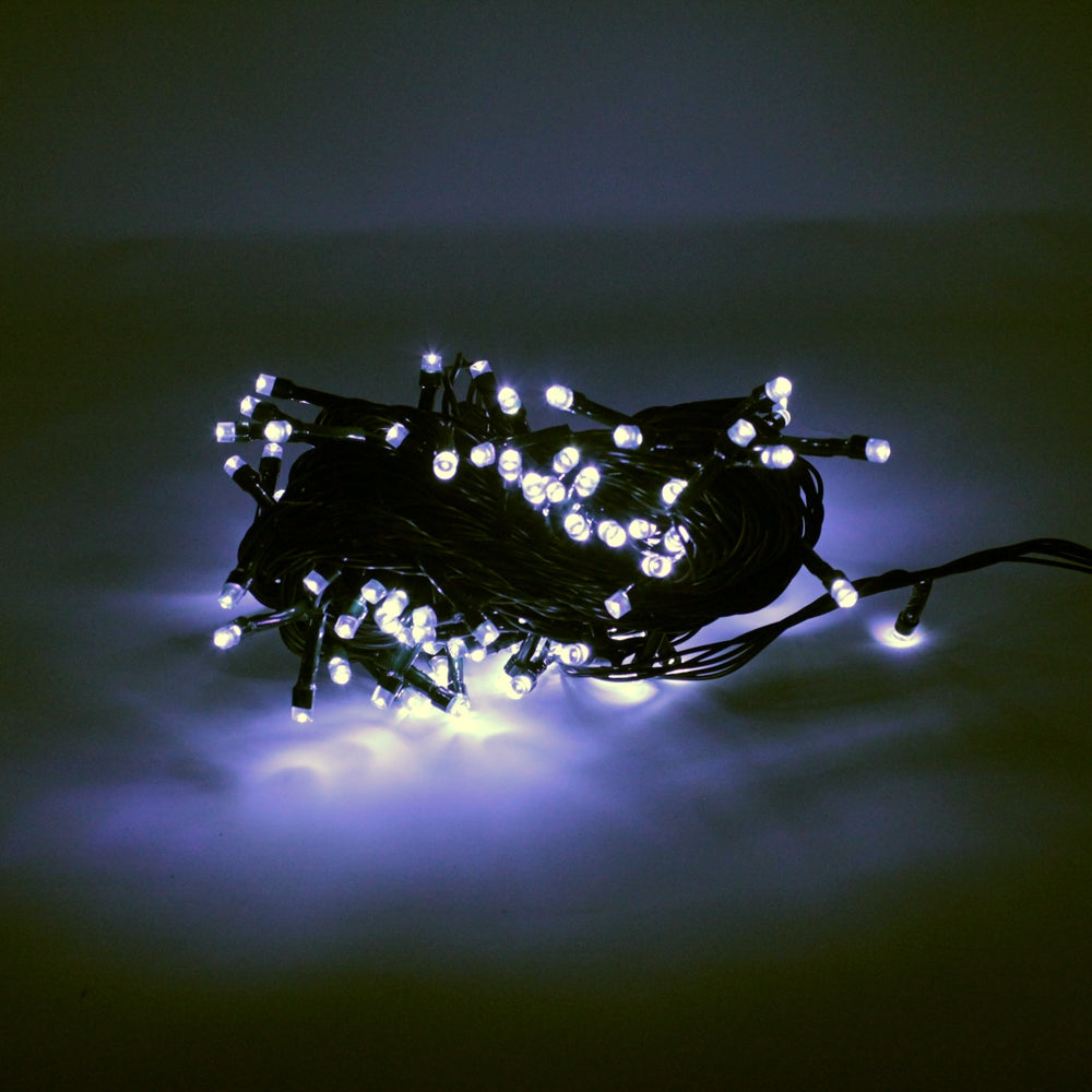 100 LED Green Wire Waterproof String Lights – White