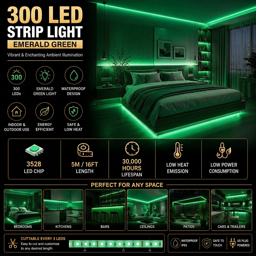 Strip Light 300 LED 5M Waterproof - Green