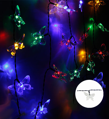 Solar Butterfly String Lights Decorative Ambient Lighting Waterproof Outdoor LED