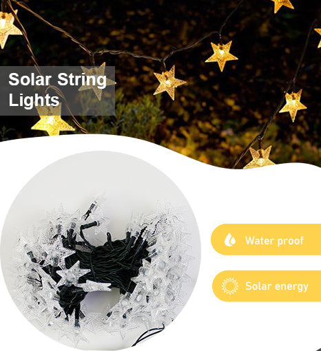 Solar Star String Lights, 100 LED, Warm White, 39 ft