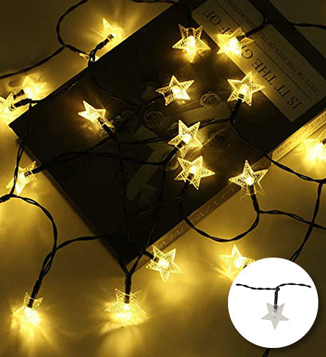 Solar Star String Lights, 100 LED, Warm White, 39 ft