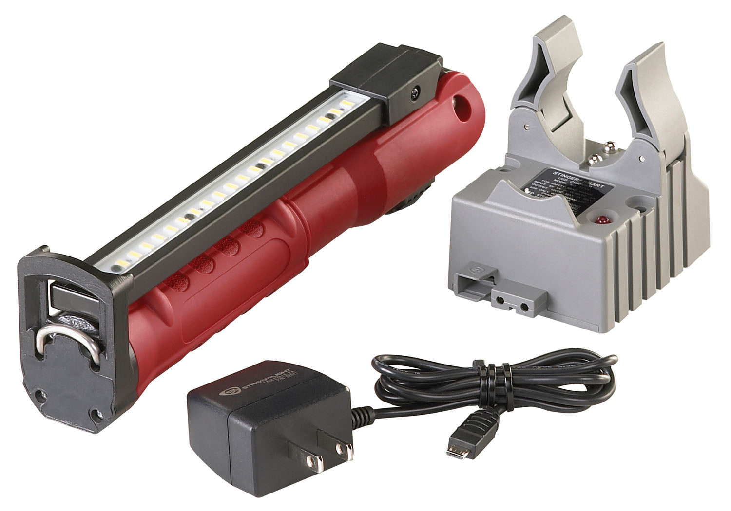 Streamlight Stinger Switchcutting edge LED Light Bar 800-Lumen, 7.2in Size, Red, Model 76801, Nylon Material with 120V/100V AC Charger and Holder