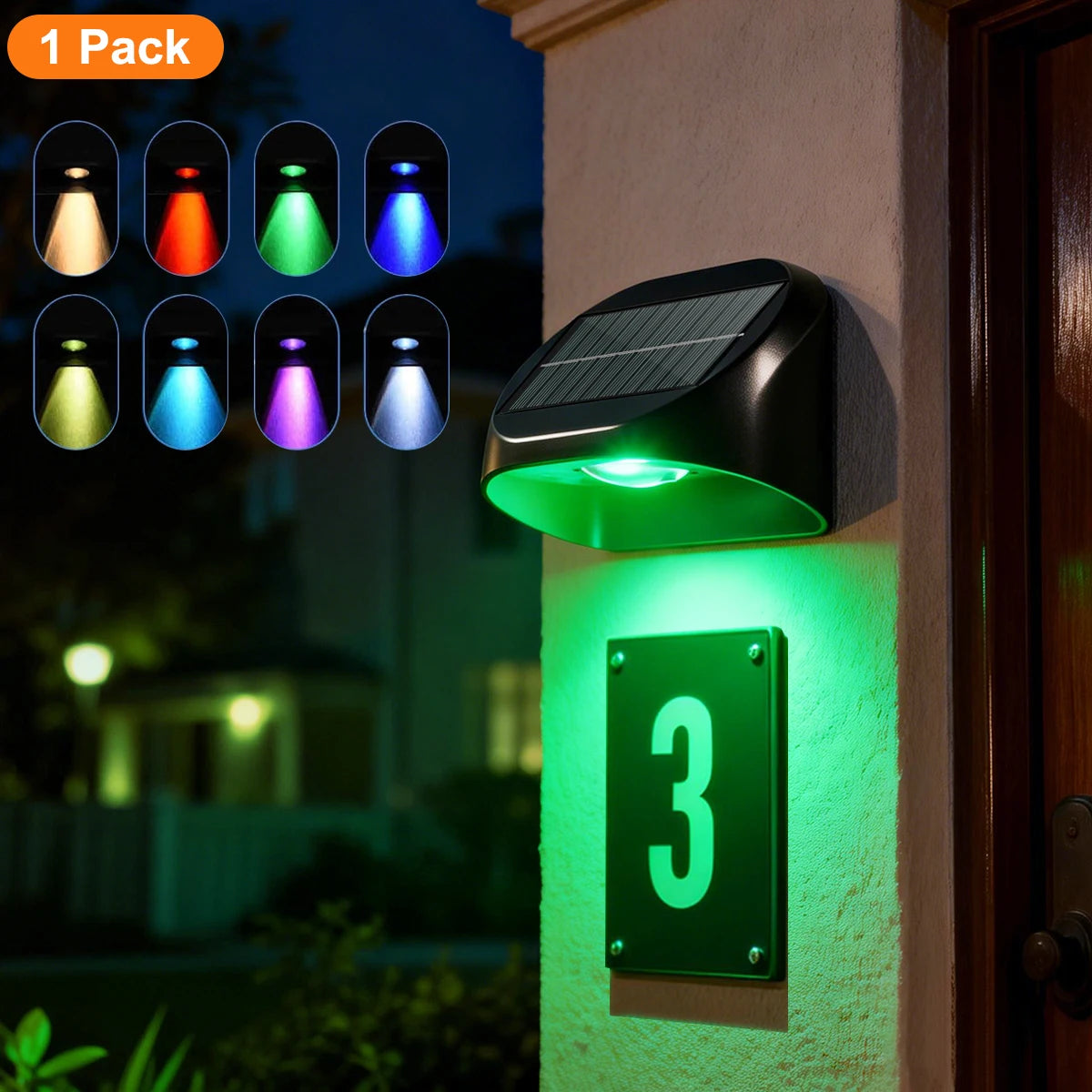 Solar Wall Lamp Garden Light Solar House Number Decor Light IP65 Waterproof Auto On/Off RGB Modes For Fence Yard Step Outdoor