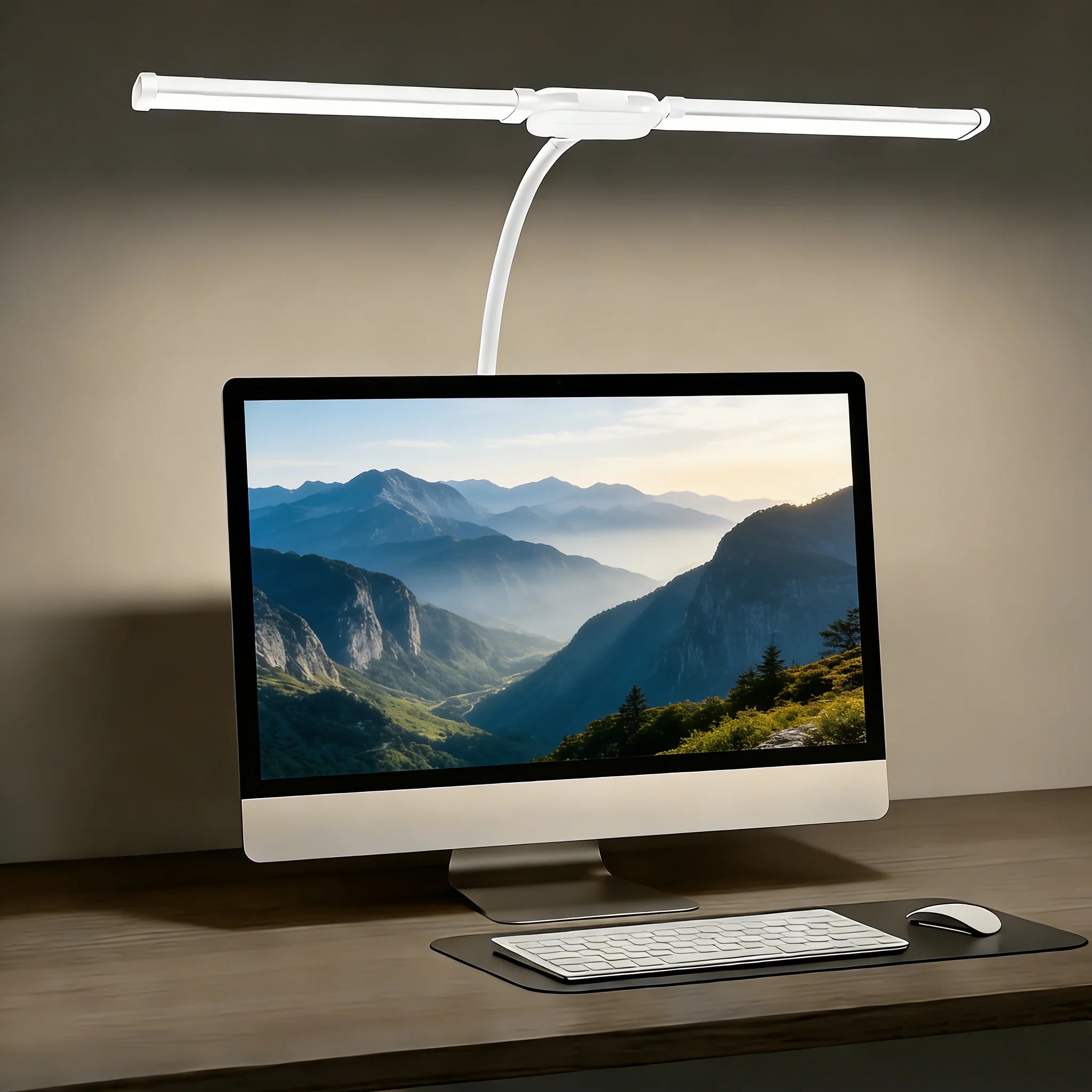 Double Head Desk Lamp LED Clip-on 3 Modes Brightness Adjustable 3000K-6000K USB Adapter Computer Screen Light 180 Degree Foldable for Reading Studying Office