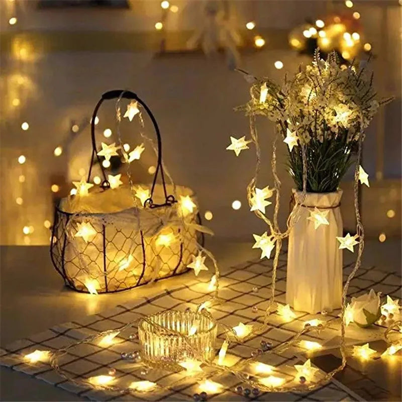 6M 40Led Lights Outdoor Decoration String Lights Christmas Tree Home Window Decor Holiday Lighting Star Light Strings