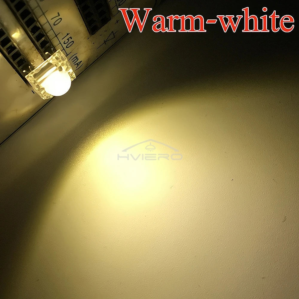 100Pcs Min F5 5mm Red Green Blue White Yellow Dome Flux Water Clear Piranha 1.9~3.4V Lamp Bead Light DIY Emitting Diode Led Bulb