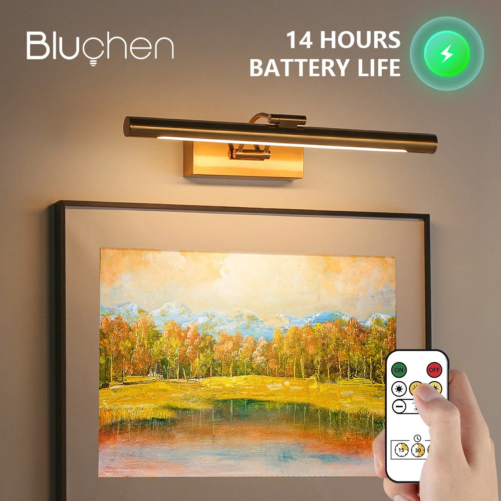 Wall Lamp Usb Rechargeable 4400mAh 5V LED Wall Lights Wireless Picture Light with Remote Control Home Bedroom Decoration