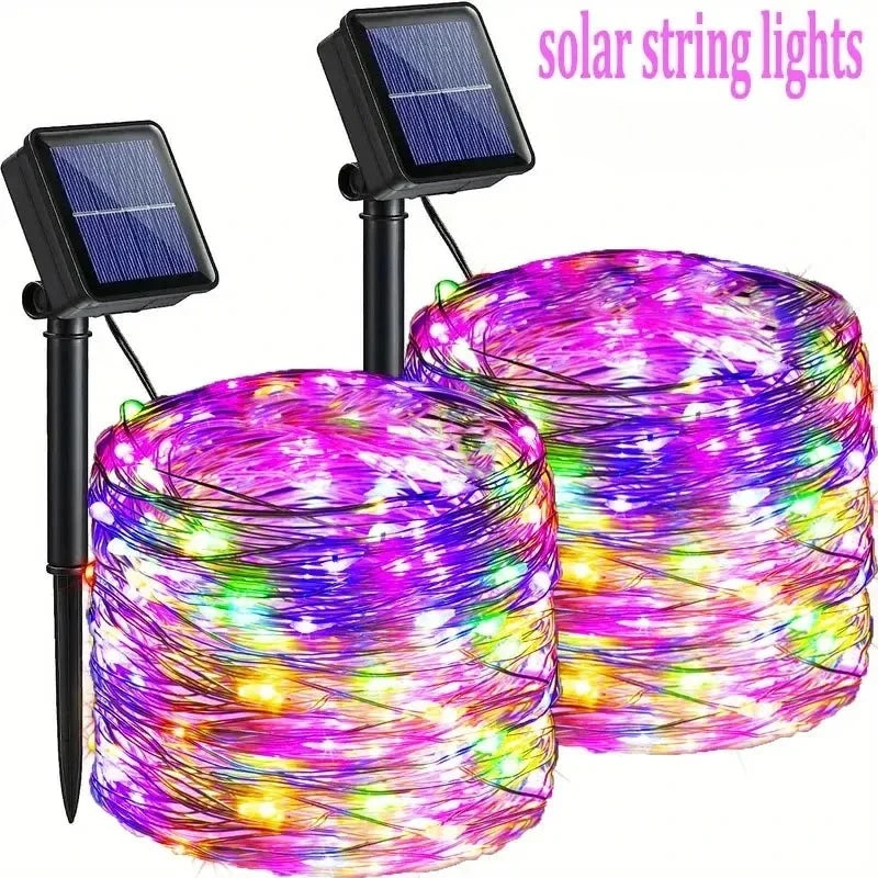 Solar Light RGB Light String Waterproof Outdoor Courtyard Light Garden Party Tree Fence Decoration Atmosphere Light Festival