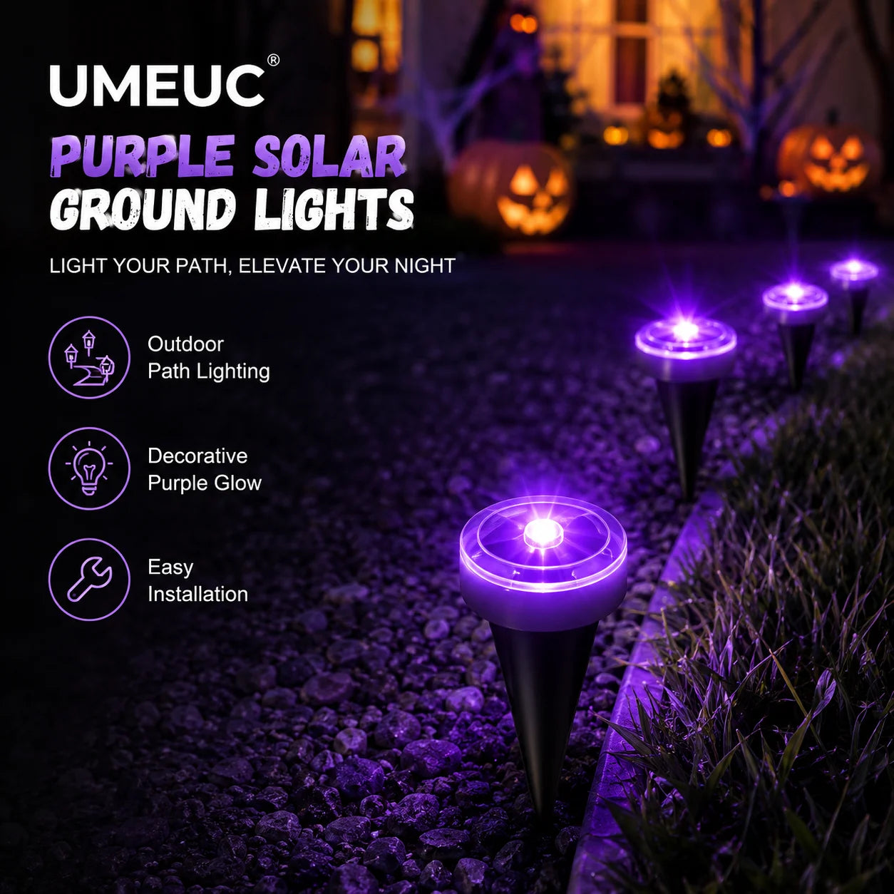 30 Pack Solar Ground Lights Outdoor, Blue LED Pathway Lights with 8 Lighting Modes, IP65 Waterproof Solar Garden Lights for Yard Lawn Walkway Patio Halloween Decorations