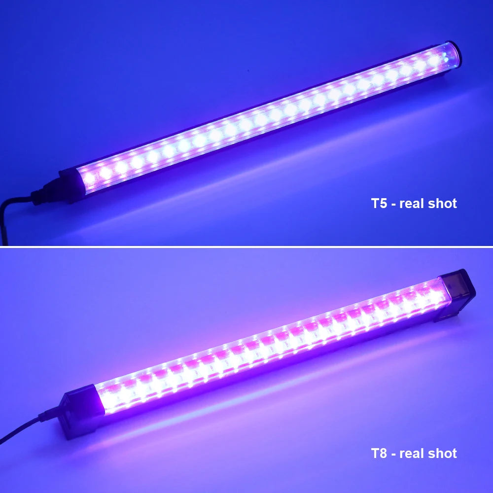 Black Light UV T5 T8 Tube 5V 6W Ultraviolet Lamp Bulb 395nm Blacklight Bar for Money Detector Halloween Party Disco Decor