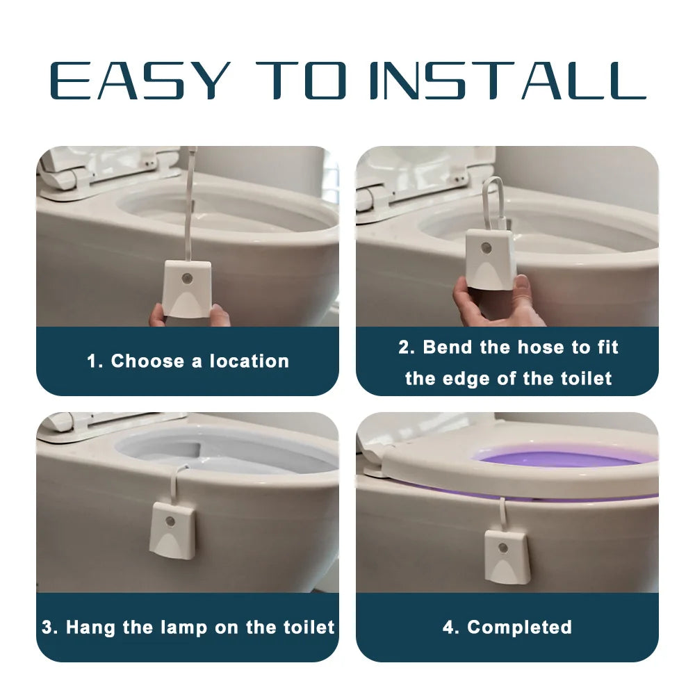 Toilet Night Light Charging Waterproof Human Sensing Toilet Induction Light Colorful Projection Lamp Bathroom Lighting Decor