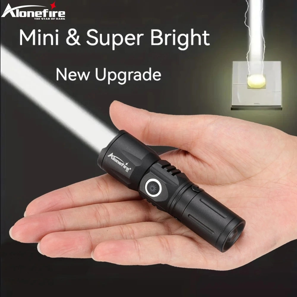 High Power Zoom Beam Light LED Lighting Mini Flashlight Type-C Usb Rechargeable Portable Pocket Torch Home Outdoor 16340 Battery