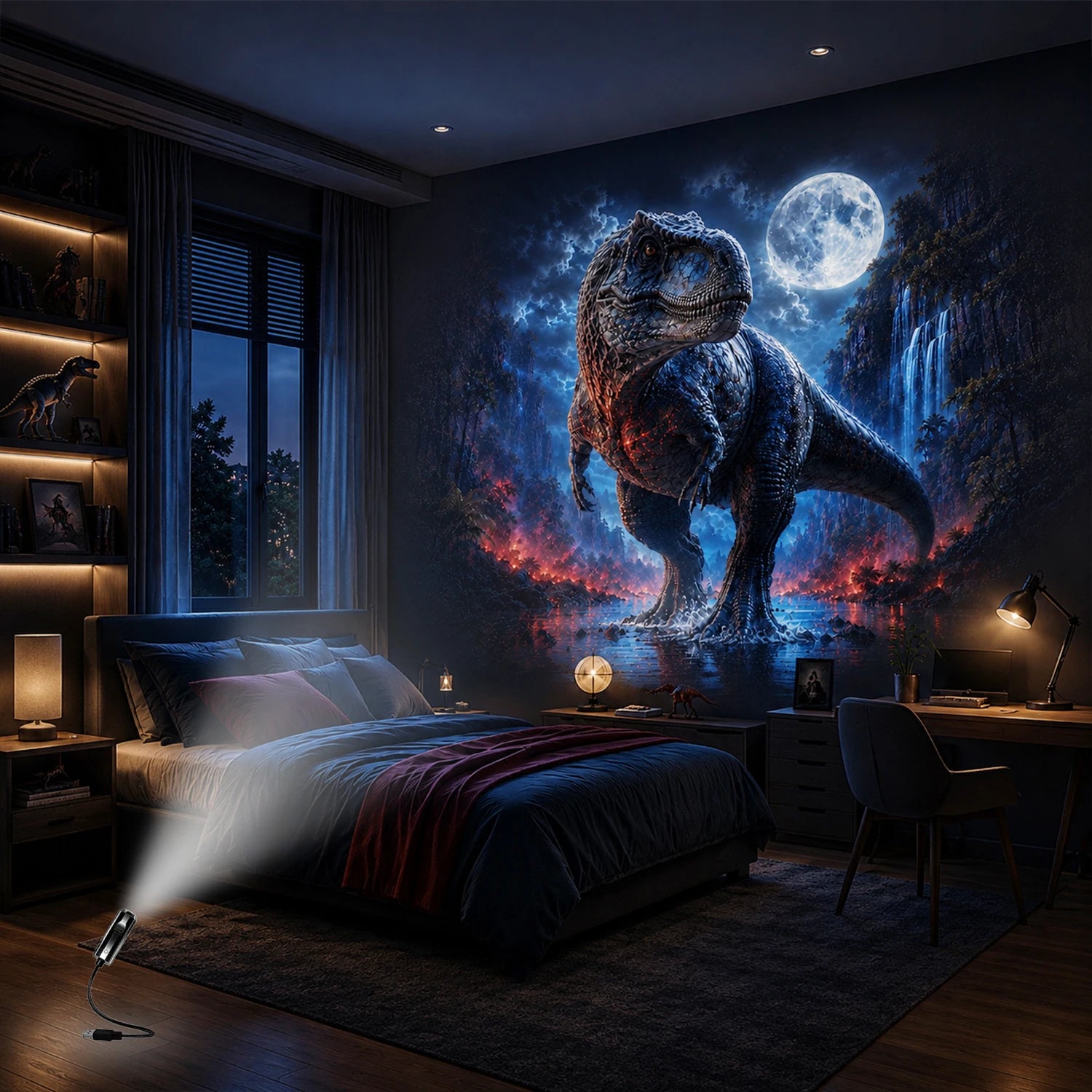 Jurassic Dinosaur Projection Light, Various Dinosaur Themes, Suitable for Bedroom Bedside Decorative Ambient Lighting.