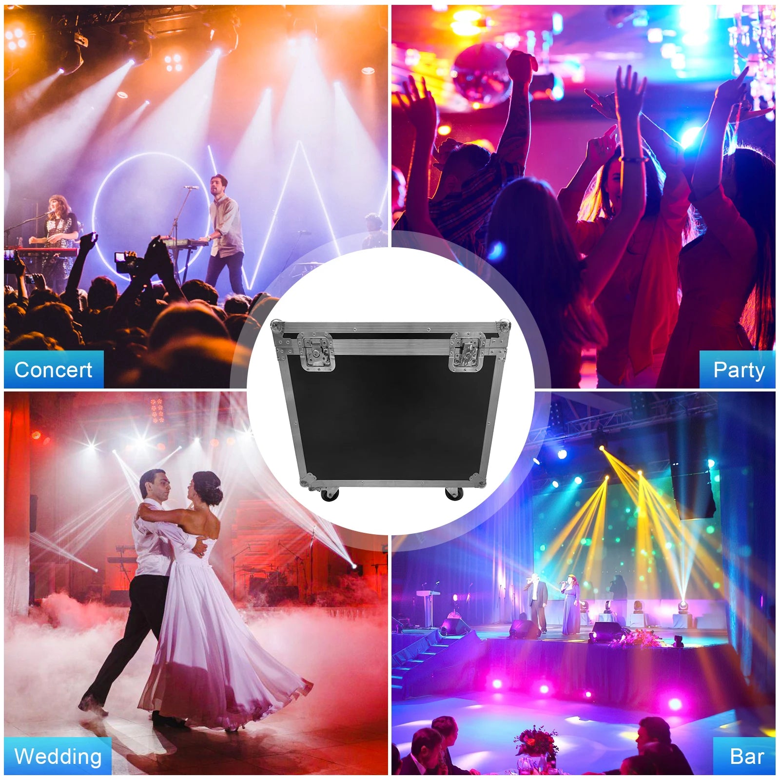Datewink Flight Case Gator Cases For（2）230W Beam LED Moving Head Lights DJ Stage Lighting Fly Case