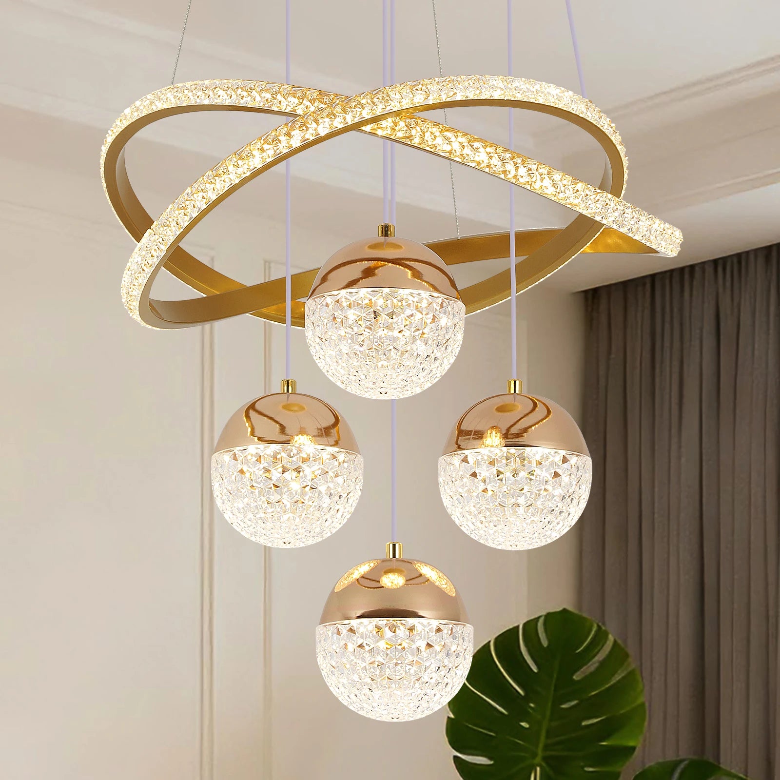 VETRULUS Modern LED Chandelier Lighting Three LED Colors Nordic Restaurant Lighting Living Room Chandelier Hanging Lamp Lighting Fixture