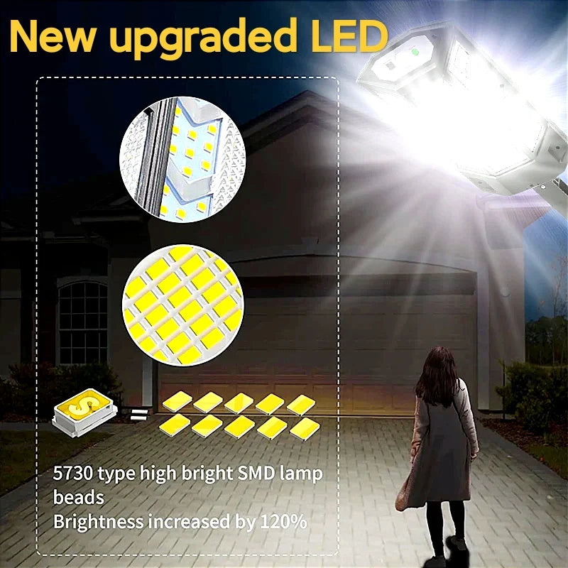 Super Bright Solar Powered Outdoor Lights Motion Sensor LED Wall Lamp Waterproof Security Lighting for Garden Patio Garage Door