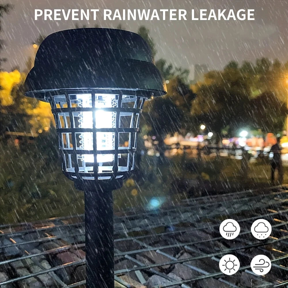 2pcs, Solar Mosquito Killer Lamp,Garden Fly Trap Lamp,Yard Mosquito Trap Electric Shock Insect Killing Mosquito Repellent Lamp